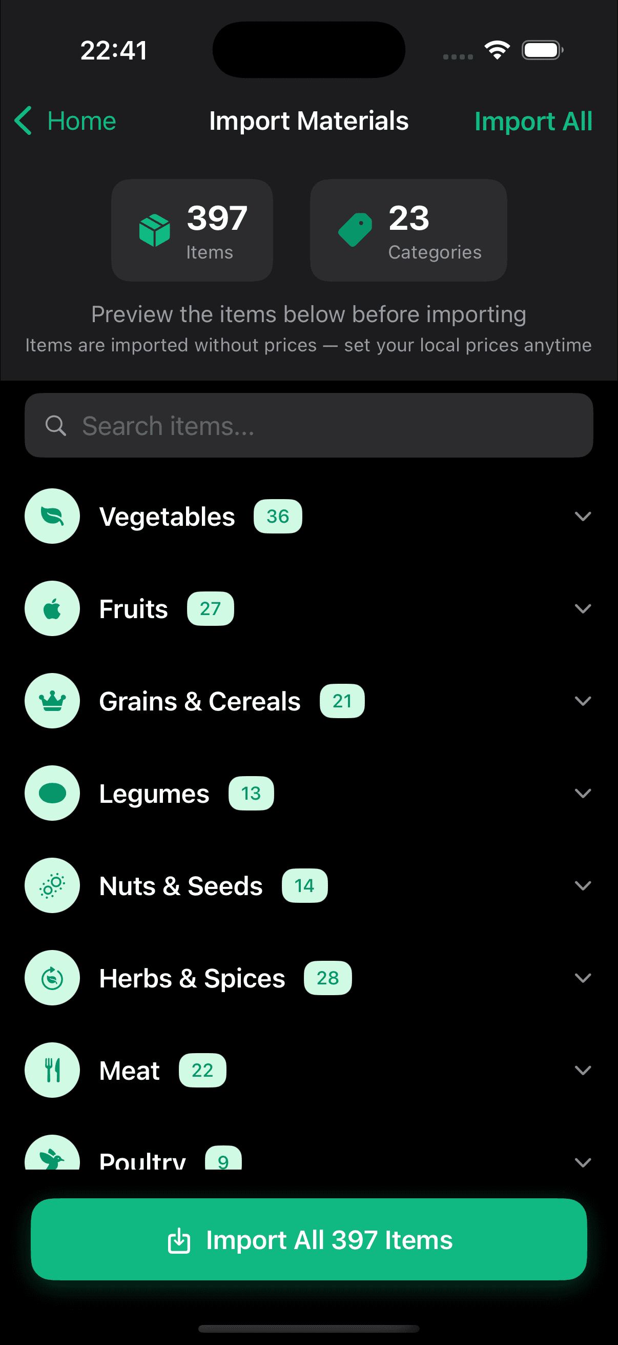 CaiCai Import Materials